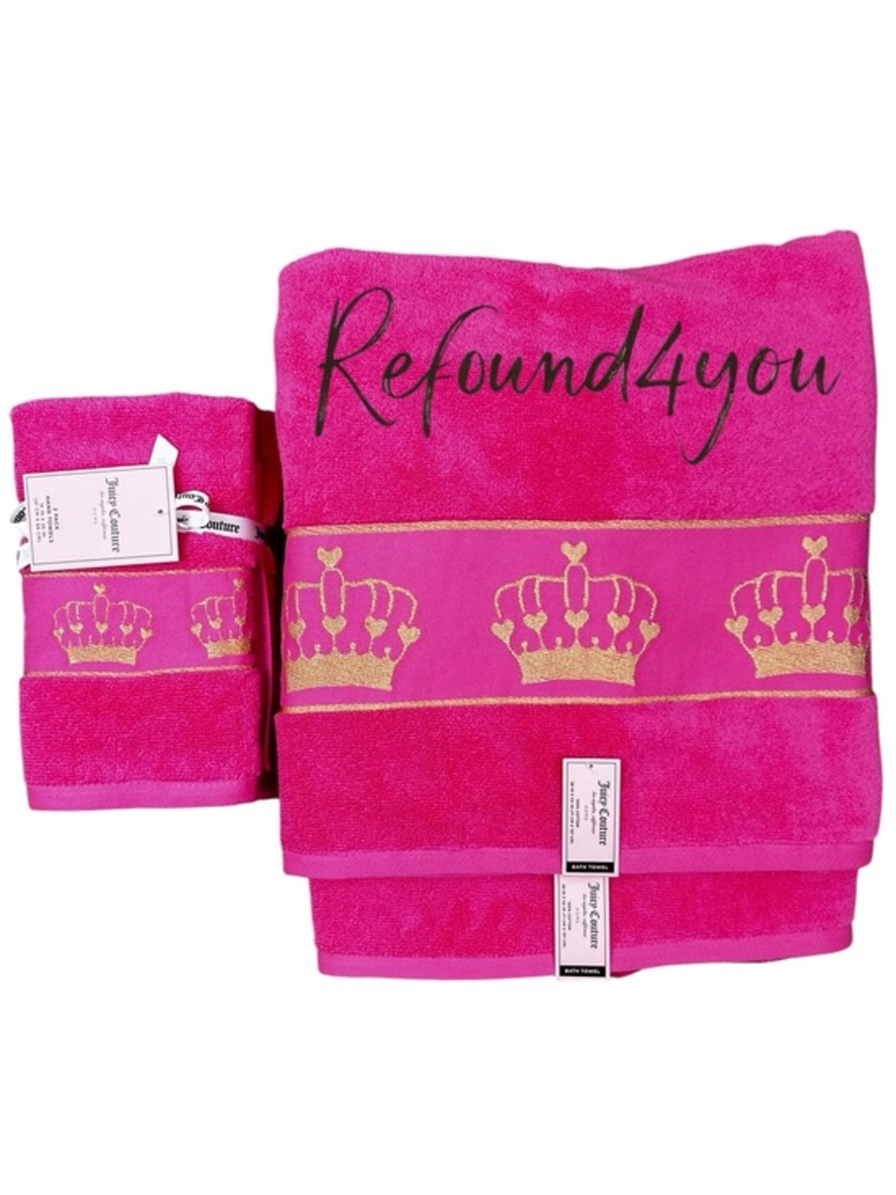 Juicy Couture - ‘Crown - Hot Pink. Bath towel set. NWT. Firm!